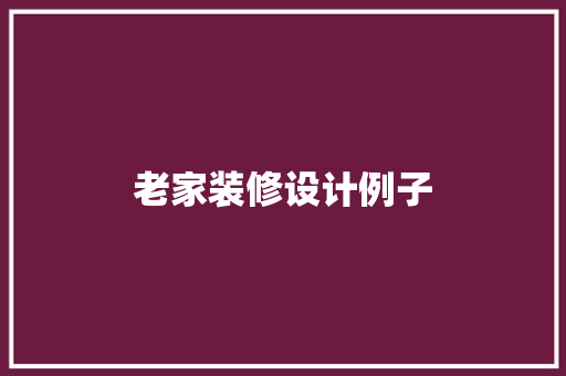 老家装修设计例子