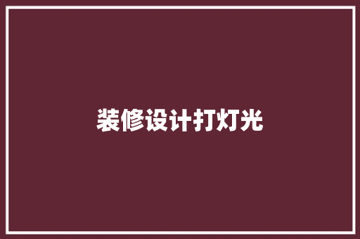装修设计打灯光  第1张