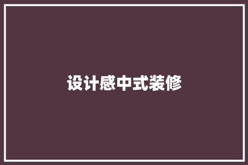 设计感中式装修