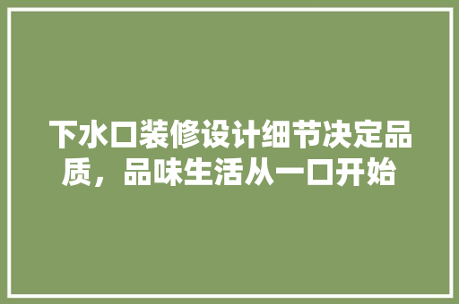 下水口装修设计细节决定品质，品味生活从一口开始