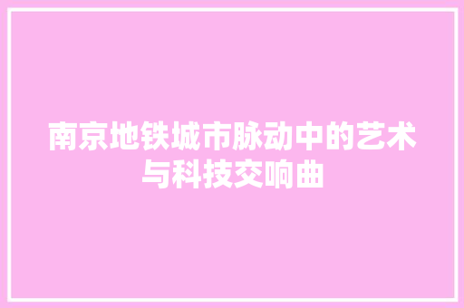 南京地铁城市脉动中的艺术与科技交响曲