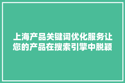 上海产品关键词优化服务让您的产品在搜索引擎中脱颖而出