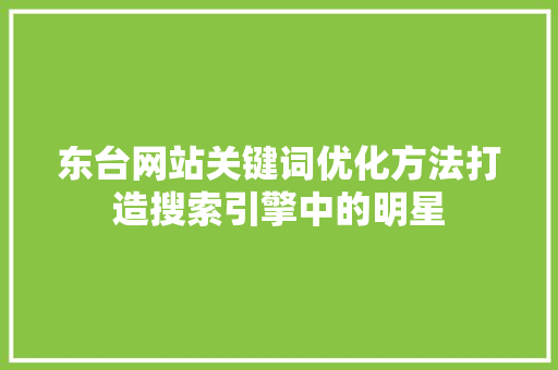 东台网站关键词优化方法打造搜索引擎中的明星