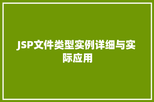 JSP文件类型实例详细与实际应用