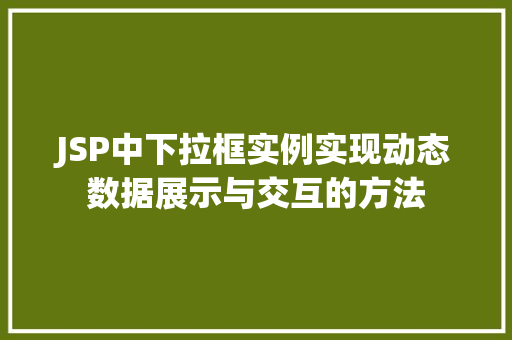 JSP中下拉框实例实现动态数据展示与交互的方法